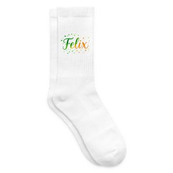 Name Felix Farbverlauf Schriftzug - Grün Orange - Tennissocken - Weiß - Rechts