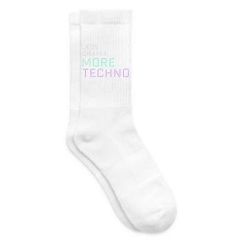 Less drama more techno Spruch Party Rave Logo Text - Tennissocken - Weiß - Rechts