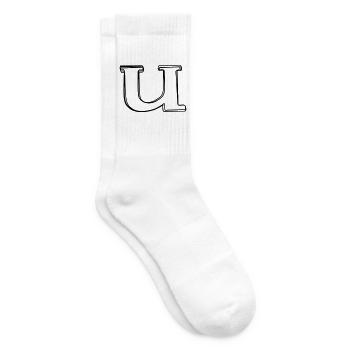 Kleinbuchstabe u handgezeichnet - Tennissocken - Weiß - Rechts