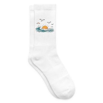 Meer Wellen Sonnenuntergang Retro - Tennissocken - Weiß - Rechts
