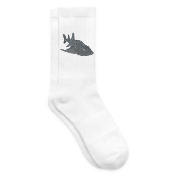 Bowmouth-Gitarrenrochen Cartoon-Stil - Tennissocken - Weiß - Rechts