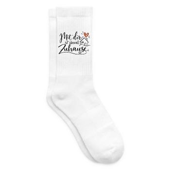 Mit dir ist überall Zuhause – Lieblingsmensch - Tennissocken - Weiß - Rechts