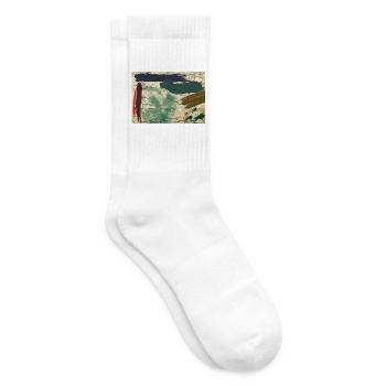 Erdfarbene Abstraktbild - Tennissocken - Weiß - Rechts