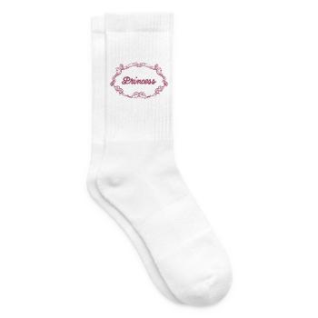 Rosa Prinzessin Schnörkelrahmen - Tennissocken - Weiß - Rechts