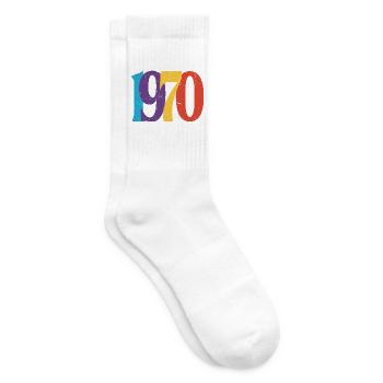 Geboren 1970 70 Geburtstagsgeschenk - Tennissocken - Weiß - Rechts