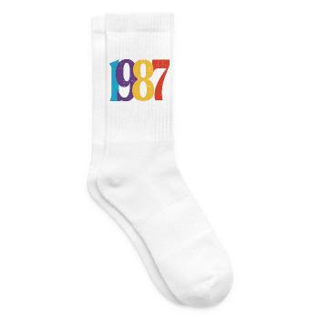 Geboren 1987 Geburtstagsgeschenk Geburtstag 87 - Tennissocken - Weiß - Rechts