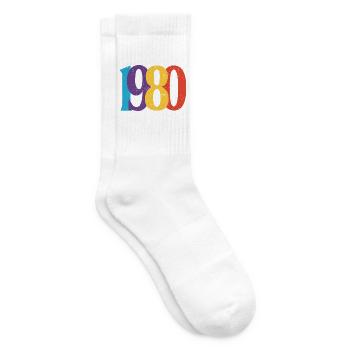Geboren 1980 80er Geburtstagsgeschenk - Tennissocken - Weiß - Rechts