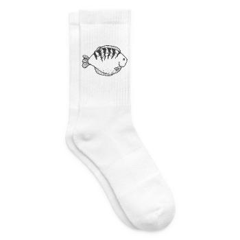 Spiral fish with dorsal stripes - Tennis socks - white - Right