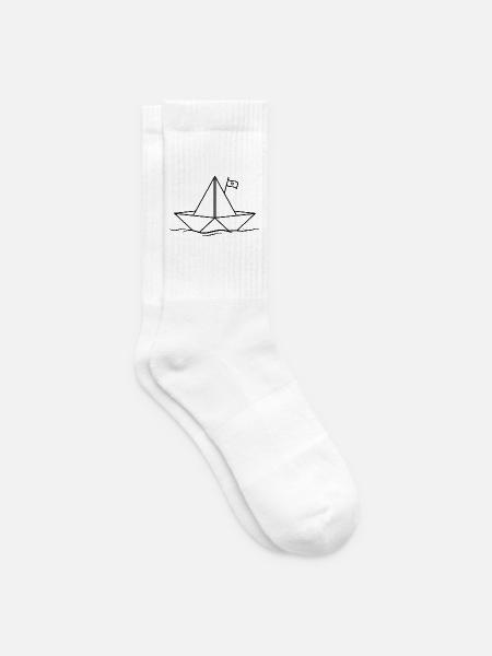 Papierboot Papierschiff - Tennissocken - Weiß