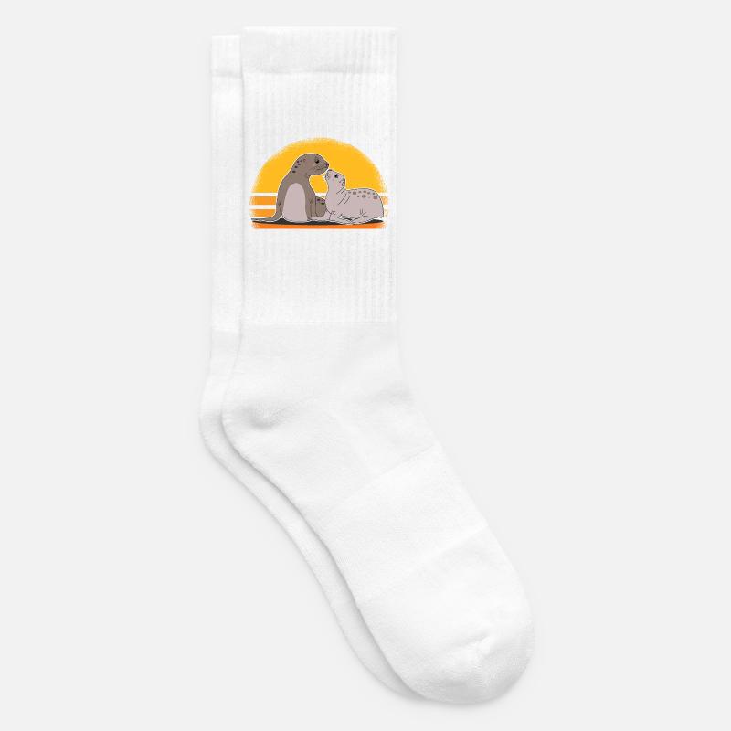 Robbe mit Baby niedliche Seehunde Robben Geschenk - Tennissocken - Weiß