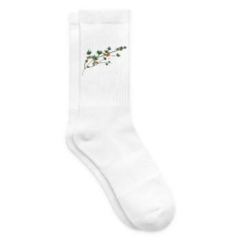 filigran gezeichneter Lärchenzweig mit Zapfen - Tennissocken - Weiß - Rechts