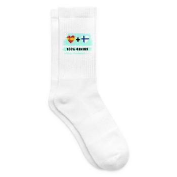Spain and Finland flag 100% genius - Tennis socks - white - Right