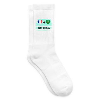 Drapeau France et Brésil 100% génial - Chaussettes de tennis - blanc - Droite