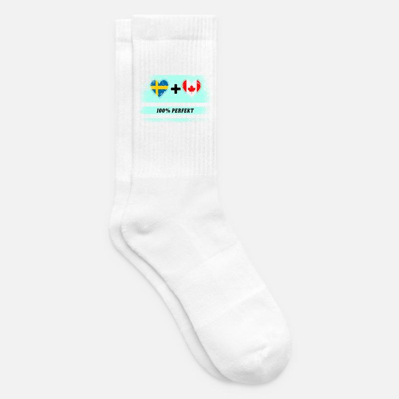 Kanada & Schweden 100% perfekt / Geschenk - Tennissocken - Weiß