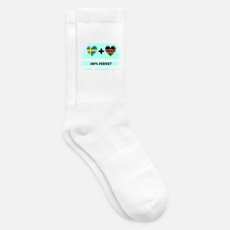 Kenia und Schweden 100% perfekt / Geschenk - Tennissocken - Weiß