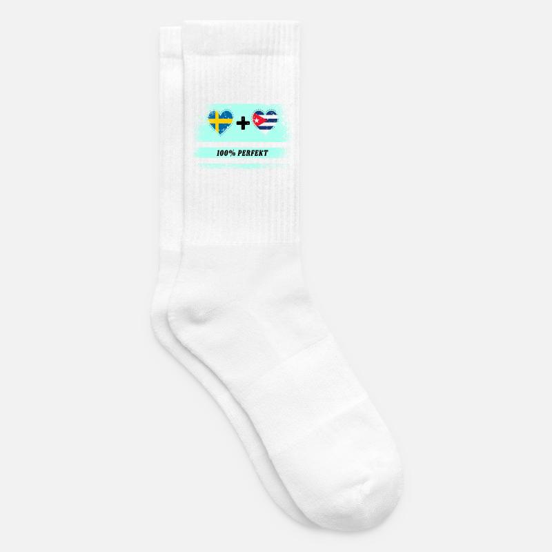 Kuba und Schweden 100% perfekt / Geschenk - Tennissocken - Weiß