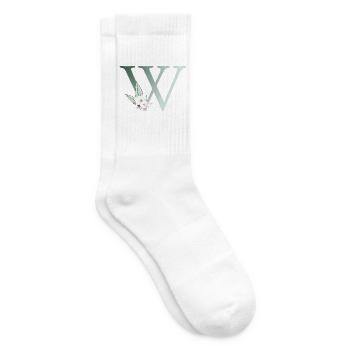 W Monogramme, Floral, Personnalisable - Chaussettes de tennis - blanc - Droite