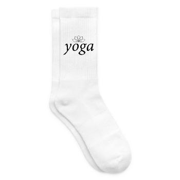 Yoga und Lotusblume – schwarzer Text - Tennissocken - Weiß - Rechts