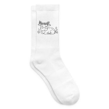 Süße Kuh Blumenkranz Boho Outline - Tennissocken - Weiß - Rechts