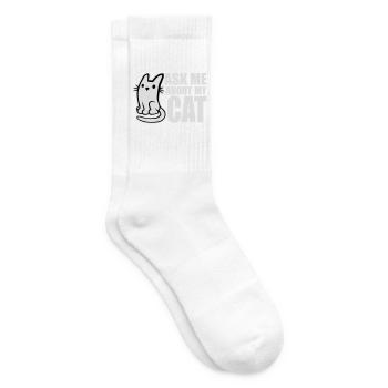 Ask Me About My Cat Cat Pet Love Animal Love - Tennis socks - white - Right