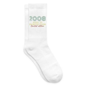 2008 Vintage Retro Geburtstagsgeschenk - Tennissocken - Weiß - Rechts