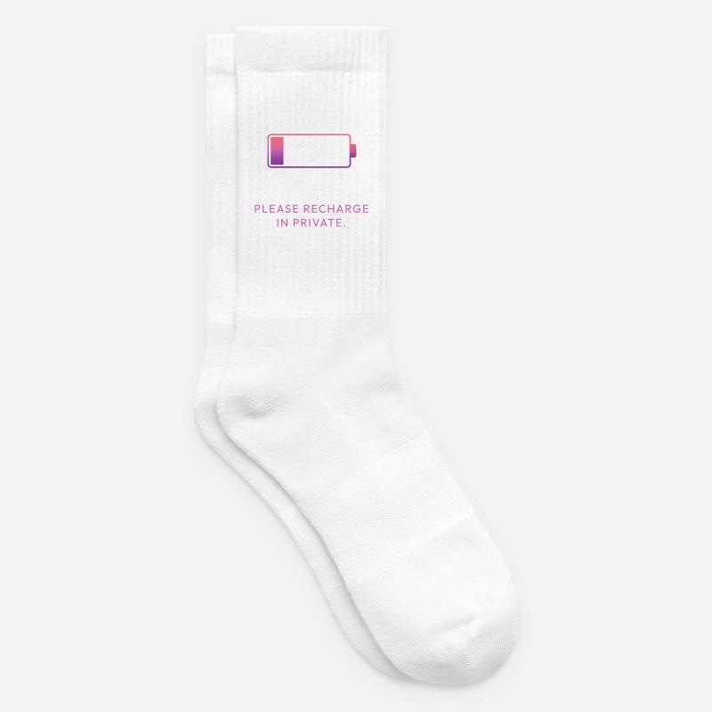 Social Battery Low – Bitte laden Sie sich privat auf - Tennissocken - Weiß