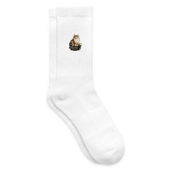 Siberian Mom Cat Print - Tennis socks - white - Right
