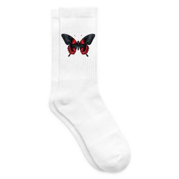 Scharlachschwalbenschwanz-Schmetterling Papilio rumanzovia - Tennissocken - Weiß - Rechts