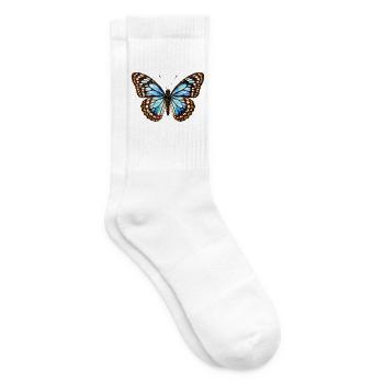 Blauer Tiger Schmetterling Tirumala limniace Aquarell - Tennissocken - Weiß - Rechts