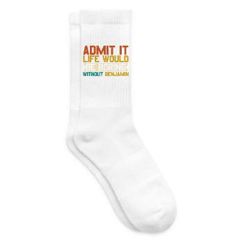 Gib es zu, das Leben ohne Benjamin wäre langweilig - Tennissocken - Weiß - Rechts