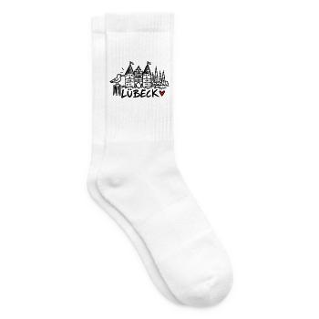 Lübeck mit Herz - Tennissocken - Weiß - Rechts