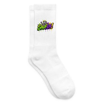 Saufen Neon Graffiti Bierkan - Tennissocken - Weiß - Rechts