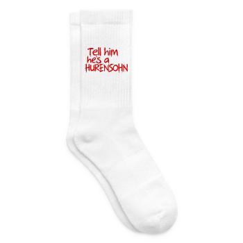 Rotes Graffiti Statement Tell him hes a Hurensoh - Tennissocken - Weiß - Rechts