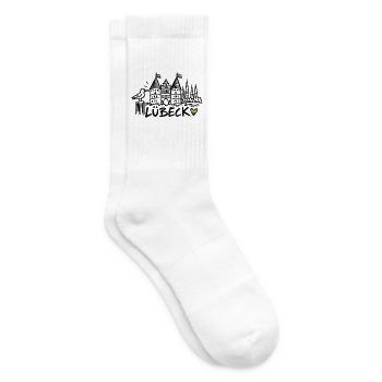 Lübeck mit Regenbogenfahnen - Tennissocken - Weiß - Rechts