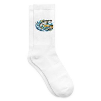 Meerforelle farbig Wellen - Tennissocken - Weiß - Rechts