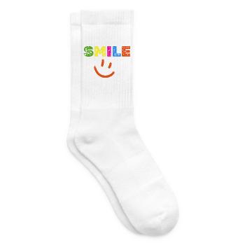 Smile Farbexplosion, Gute Laune Shirt, Statement  - Tennissocken - Weiß - Rechts