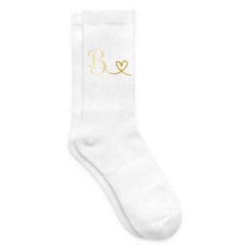 B goldenes Monogramm mit Herz - Tennissocken - Weiß - Rechts