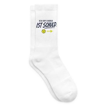Mein Doppelpartner ist schuld Lustiges Doppel - Tennissocken - Weiß - Rechts