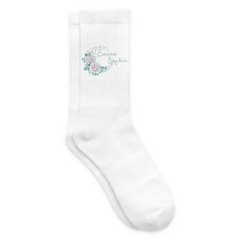 Blumenkranz mit Namen Emma Sophie - Tennissocken - Weiß - Rechts