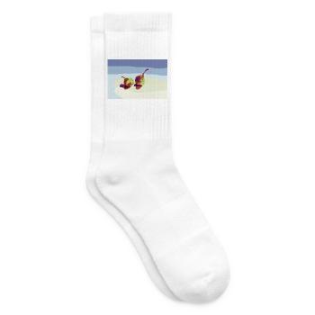 Bunte Birnen auf einer Strandlandschaft - Tennissocken - Weiß - Rechts