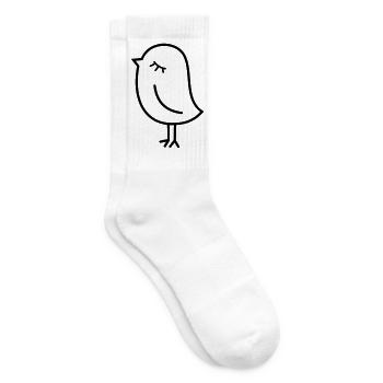 Spatz Vogel – Piepmatz Küken Tweet Vögelchen - Tennissocken - Weiß - Rechts