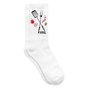 BBQ, barbecue, grill, cook - Tennis socks - white - Right