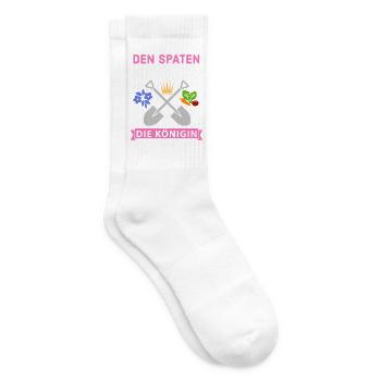 Reichet mir den Spaten Königin Gärtnern Spruch - Tennissocken - Weiß - Rechts