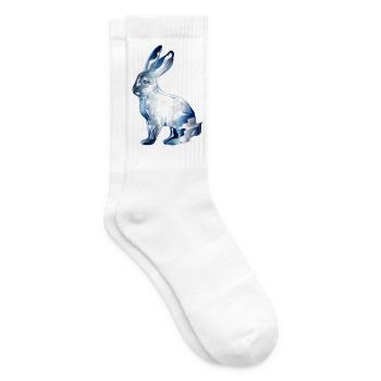 gläsernes Kaninchen koloriert im Glas Look - Tennissocken - Weiß - Rechts