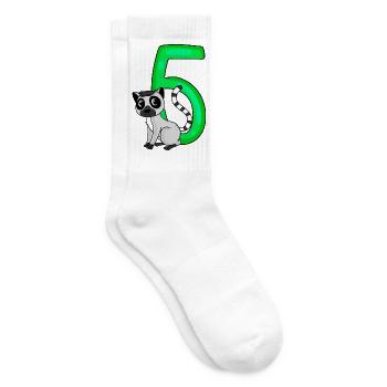 5 Birthday 5 years old with animal motif - five - Tennis socks - white - Right