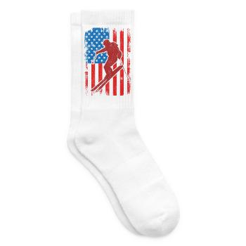 USA Patriotic Skier - Tennis socks - white - Right