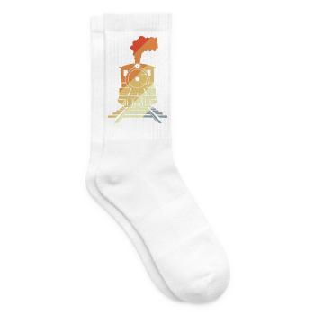 Railroad Drawing Vintage Style - Tennis socks - white - Right
