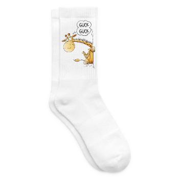Guck Guck Giraffe I Wildtier Tiermotiv - Tennissocken - Weiß - Rechts