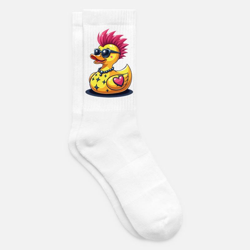 Coole Punk-Ente mit Herz - Tennissocken - Weiß