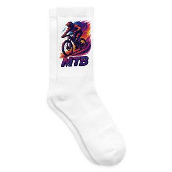 MTB Mountain Biking Mountain Biker Gift - Tennis socks - white - Right